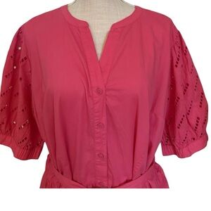St. John's Bay Embroidered Pink Puff short Sleeve Kentucky Derby Dress NWT M